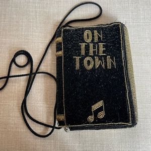 Vintage 1980s Hand beaded purse bag Saks Fifth Avenue clutch "On the Town"